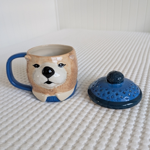 West Elm by Rachel Kozlowski Dapper Animal Bear Mug with Lid, Blue - Picture 5 of 8